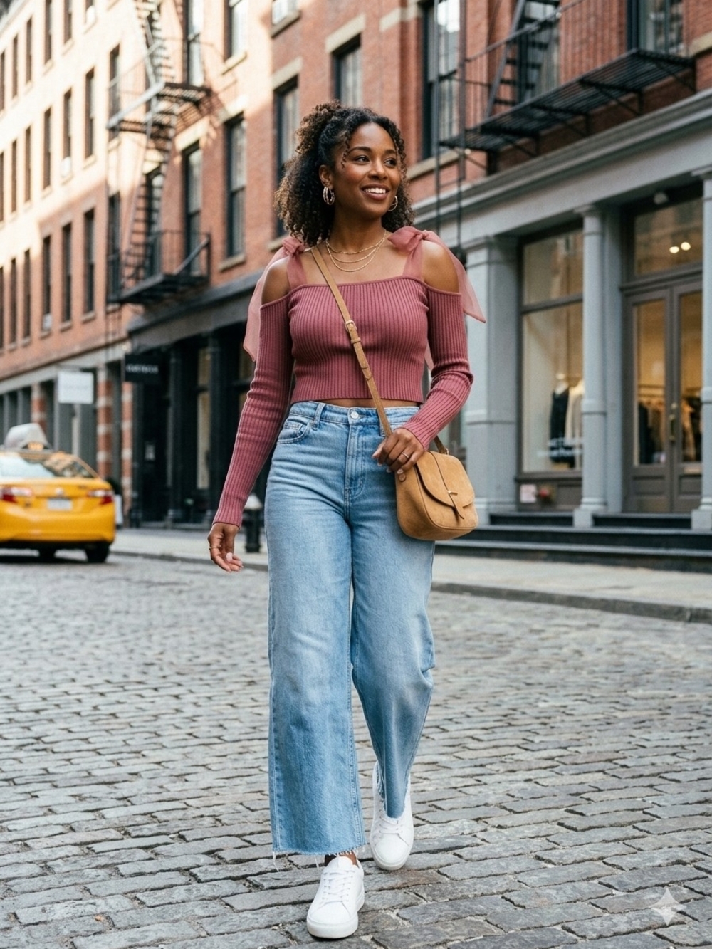 Zara Rust Ribbon Ribbed Top - Picture 3 of 10
